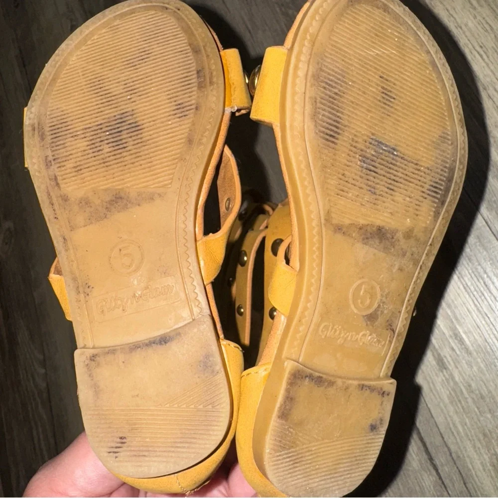 Chic Kids Gladiator Sandals in Mustard Yellow